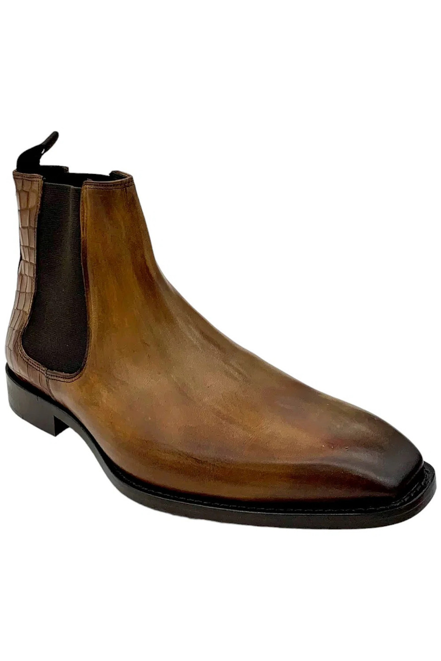 Donald Pliner Men's Sloan Burnish Calf Leather Ankle Boots Cognac - Medium